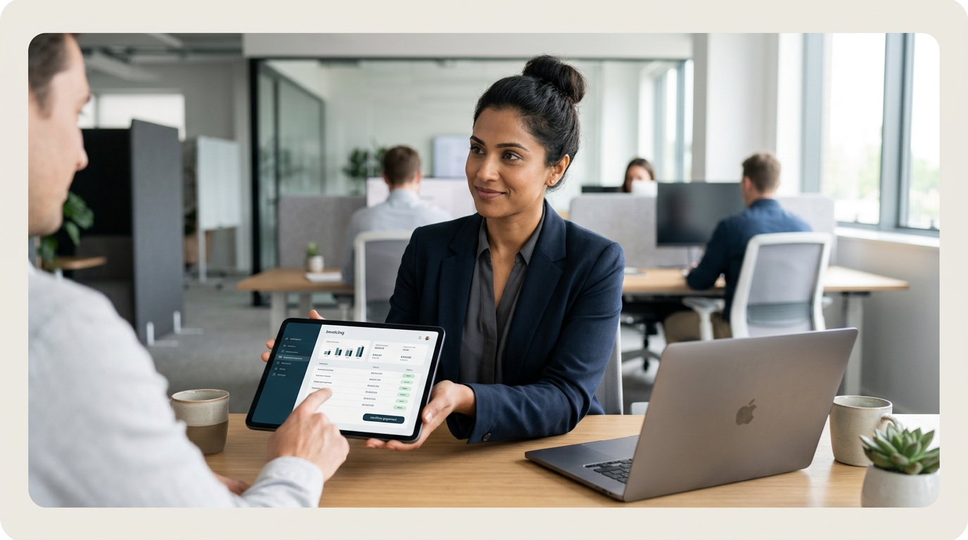 Professional invoice and business finance documents on a modern desk