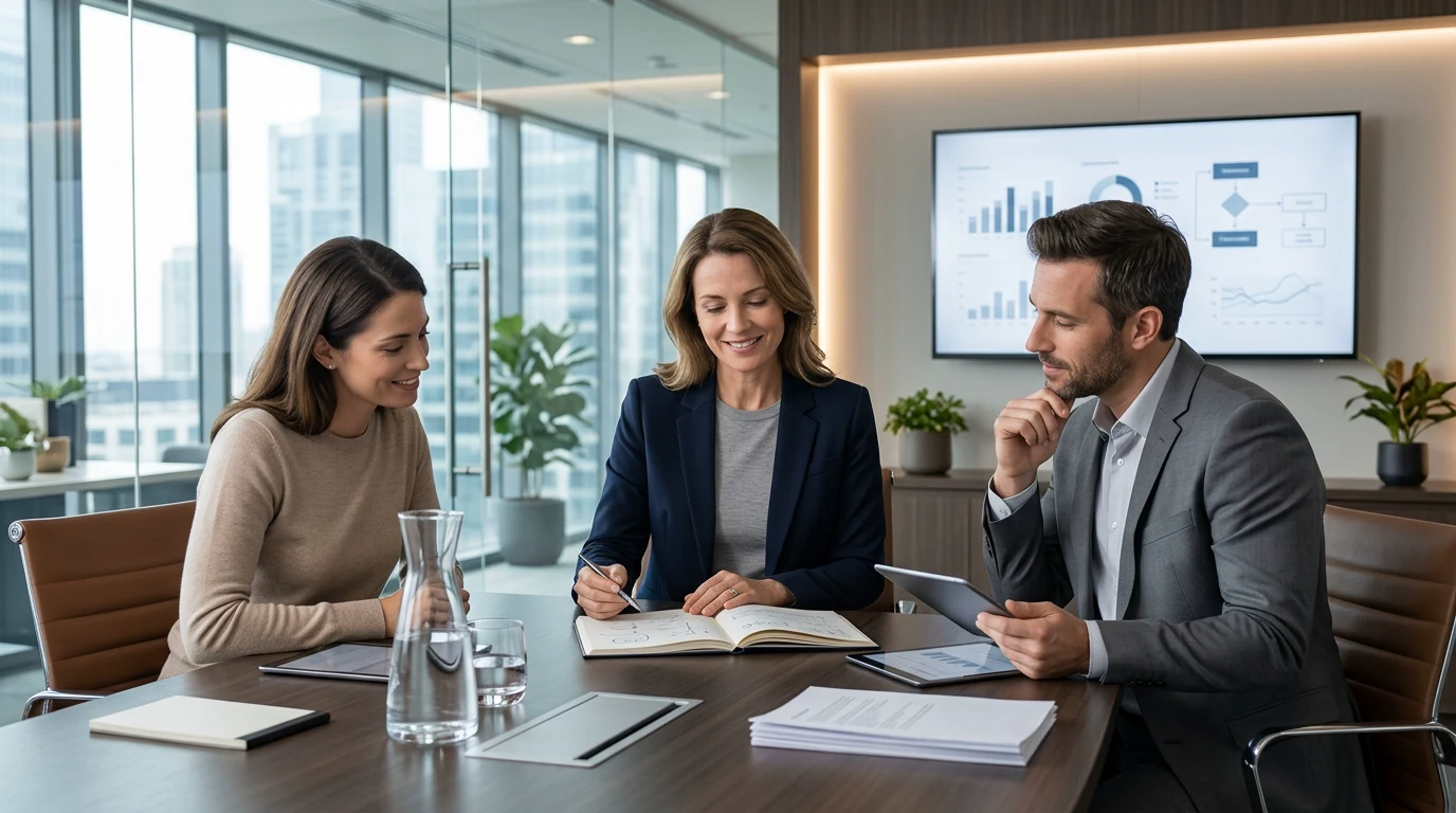 Business leader using digital systems and dashboards to stay organised